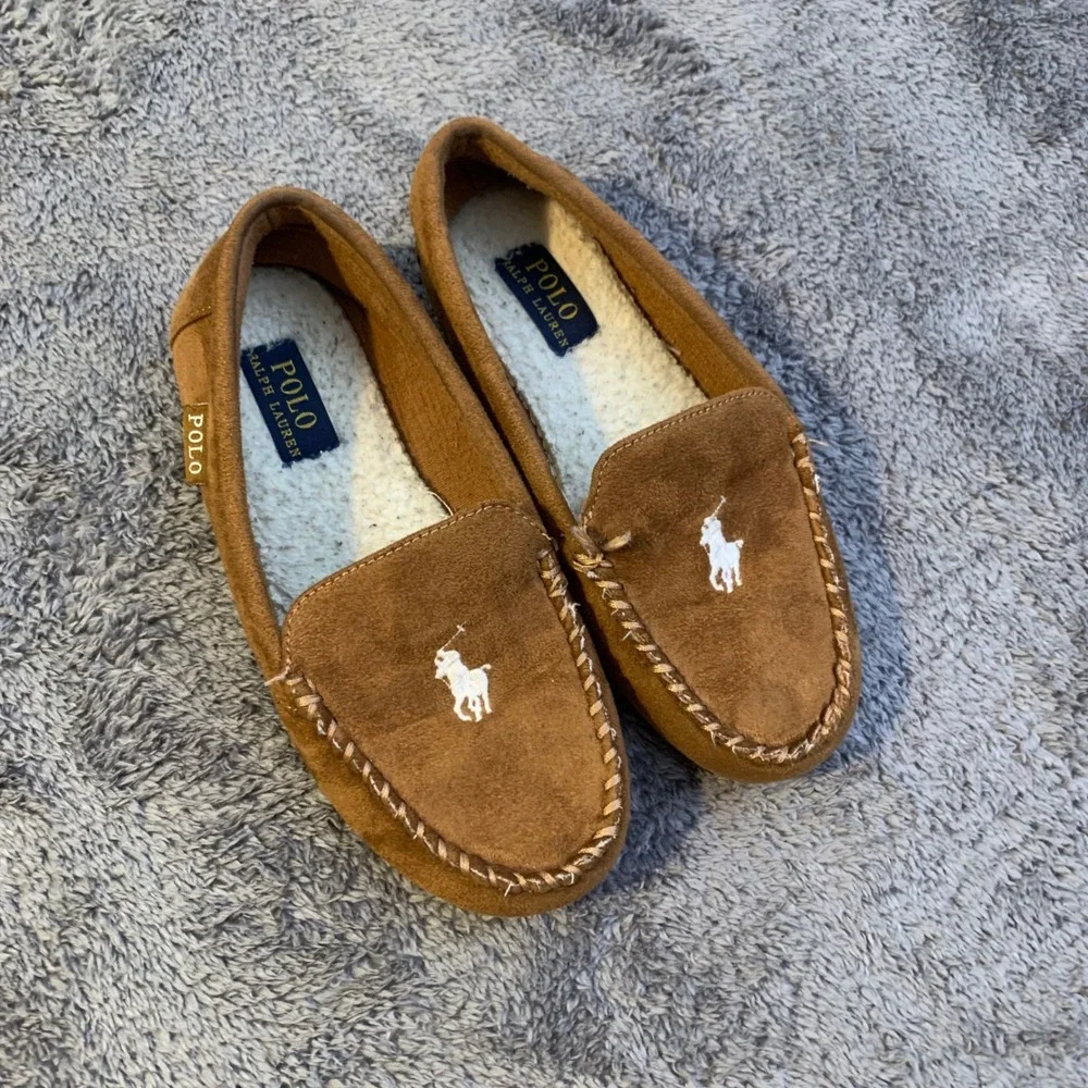 Polo Ralph Lauren Tan Brown Slippers Size 4